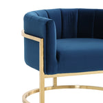 Magnolia Navy Velvet/Gold Finish Metal Accent Chair