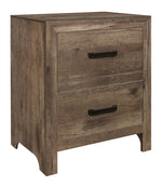 Mandan Weathered Pine Wood 2-Drawer Nightstand