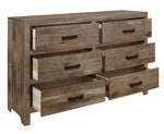 Mandan Weathered Pine Wood 6-Drawer Dresser