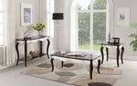 Mathias Walnut/White Wood Coffee Table with Scrolled Apron