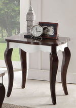 Mathias Walnut/White Wood End Table with Scrolled Apron