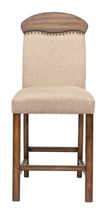 Maurice 2 Khaki Linen/Oak Wood Counter Height Chairs