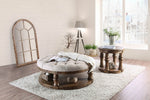 Mika Antique Oak Wood Coffee Table w/Linen Top