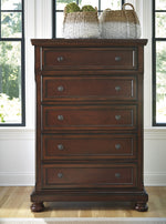 Porter Rustic Brown Wood 5-Drawer Chest