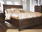 Porter Rustic Brown Wood King Sleigh Storage Bed