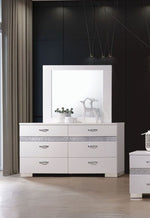 Naima II White High Gloss Wood Dresser with 8 Drawers