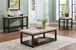 Nicolette Real Marble/Espresso Finish Wood Coffee Table