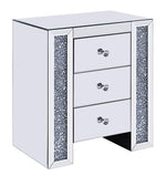 Noralie Mirrored 3-Drawer Nightstand with Faux Crystals