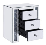 Noralie Mirrored 3-Drawer Nightstand with Faux Crystals