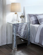 Noralie Mirrored 3-Drawer Nightstand with Faux Crystals