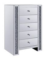 Noralie Mirrored 5-Drawer Chest with Faux Diamonds Inlay