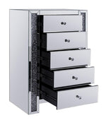 Noralie Mirrored 5-Drawer Chest with Faux Diamonds Inlay