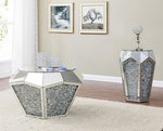 Noralie Mirrored Coffee Table with Glass Top