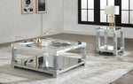 Noralie Mirrored Square Coffee Table with Bottom Shelf