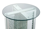 Nysa Mirror/Clear Glass End Table with Faux Crystals Inlay