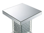 Nysa Mirrored End Table with Faux Crystals Inlay