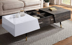 Orion White High Gloss/Rustic Oak Wood Coffee Table with Storage