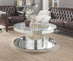 Ornat Mirror/Glass Round Coffee Table with Faux Stones