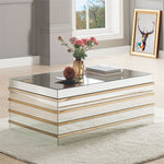 Osma Mirror/Gold Wood Rectangular Coffee Table