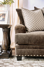 Pauline Dark Brown Chenille Loveseat