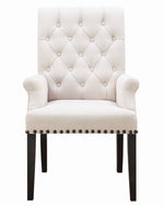 Phelps Beige Fabric/Smokey Black Wood Arm Chair