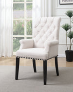 Phelps Beige Fabric/Smokey Black Wood Arm Chair