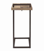 Qadim Weathered Pine Wood/Dark Bronze Metal Snack Table