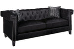 Reventlow 2-Pc Black Velvet Sofa Set with Accent Pillows