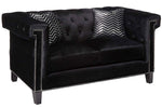 Reventlow 2-Pc Black Velvet Sofa Set with Accent Pillows