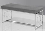 Ruth Grey Velvet/Steel Accent Bench