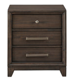 Brueban Gray Wood 3-Drawer Nightstand