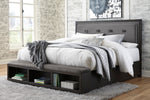 Hyndell Dark Brown King Storage Bed