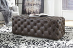 Lister Brown Faux Leather Accent Ottoman