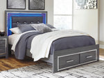 Lodanna Gray Wood Full Storage Bed with LED