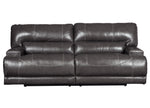 McCaskill Gray Leather 2-Seat Power Recliner Sofa (Oversized)