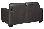 Morelos Gray Leather Loveseat