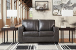 Morelos Gray Leather Loveseat