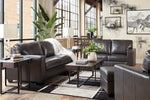 Morelos Gray Leather Loveseat