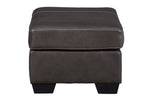 Morelos Gray Leather Ottoman