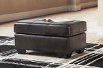 Morelos Gray Leather Ottoman