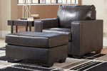 Morelos Gray Leather Ottoman