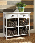 Oslember White Sofa Table with Baskets