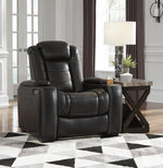 Party Time Midnight Faux Leather Power Recliner