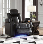 Party Time Midnight Faux Leather Power Recliner