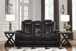 Party Time Midnight Faux Leather Power Recliner Loveseat