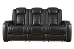 Party Time Midnight Faux Leather Power Recliner Sofa