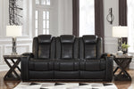 Party Time Midnight Faux Leather Power Recliner Sofa