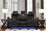 Party Time Midnight Faux Leather Power Recliner Sofa