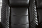 Party Time Midnight Faux Leather Power Recliner Sofa