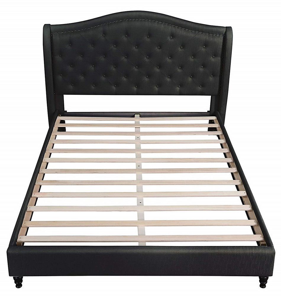 Sophie Black Fabric Tufted King Bed